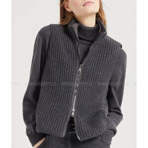 Brunello Cucinelli Cashmere Vest Jacket Top  Monili Women Reversible Gray  S